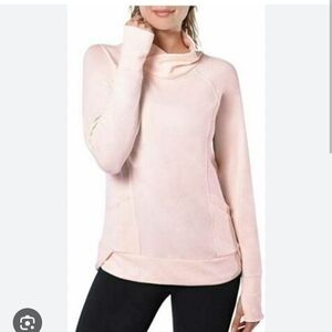 Yogalicious Womens Athletic Relaxed Sweatshirt L Ballerina Pink Pockets